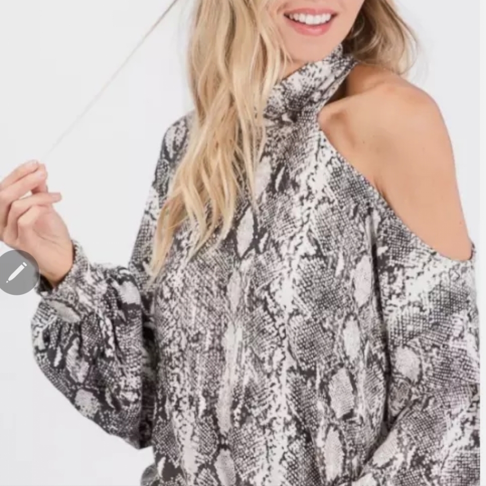 BiBi one shoulder snake print top